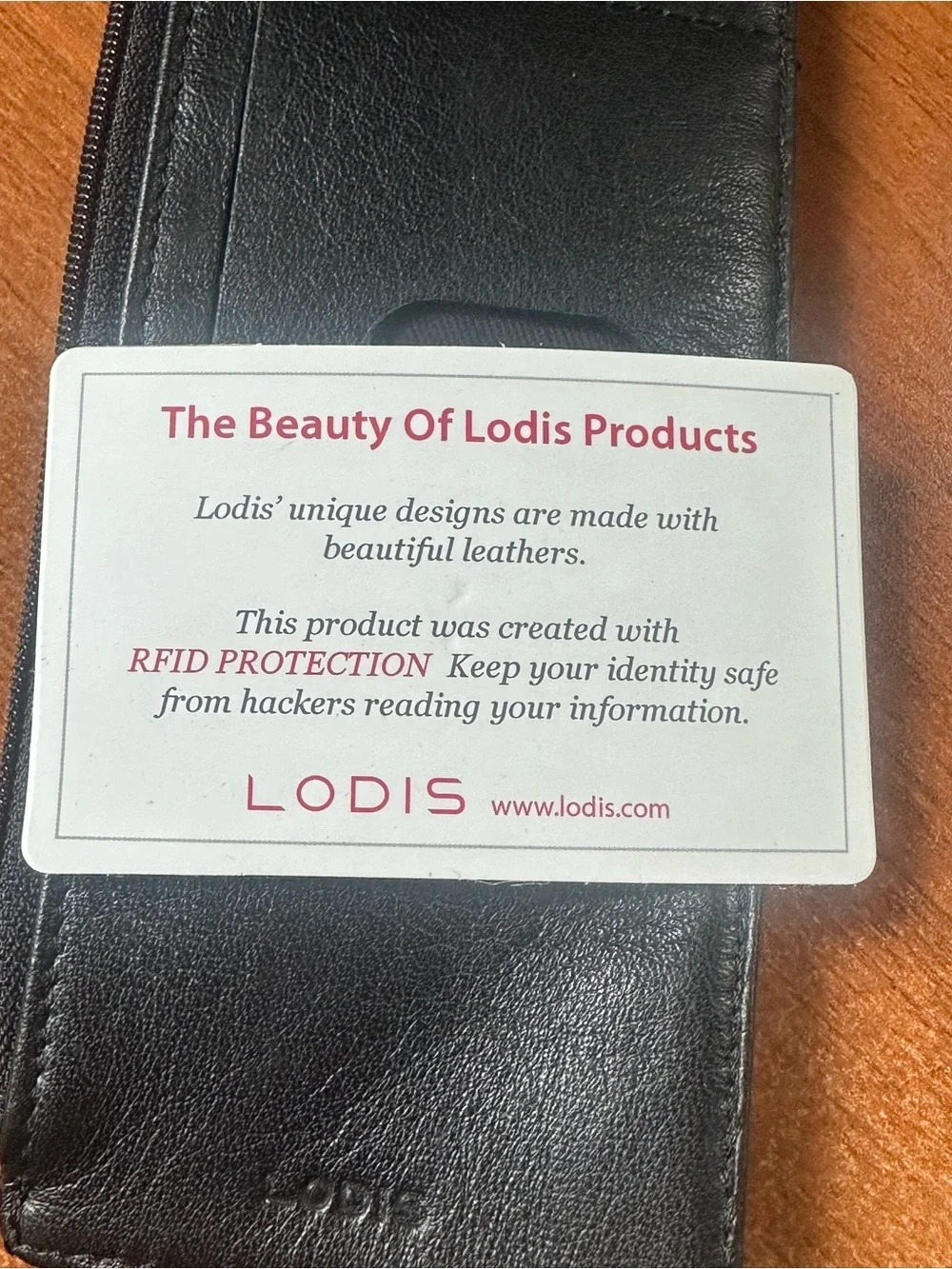 Lodis Black Leather Zip Wallet Card/ID Slots Julia Long Stacker Zip Pocket